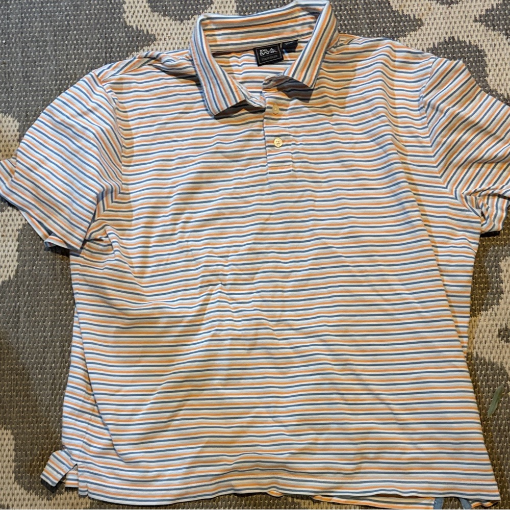 Jos. A. Bank Traveler Polo with Orange and Blue Stripes
